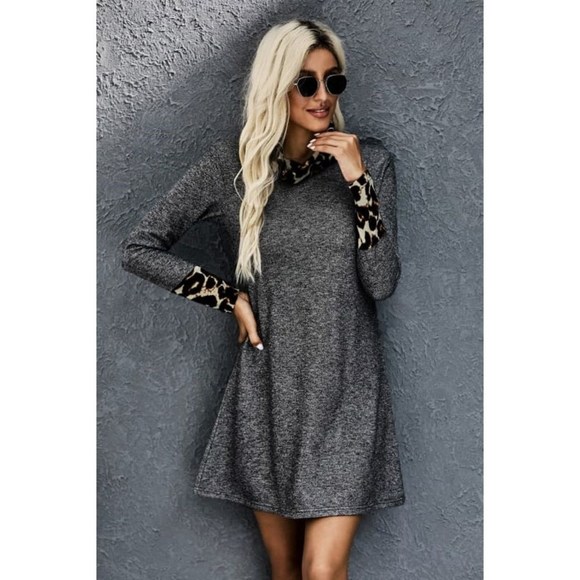 Leopard Trimmed Mini Dress - Picture 6 of 10